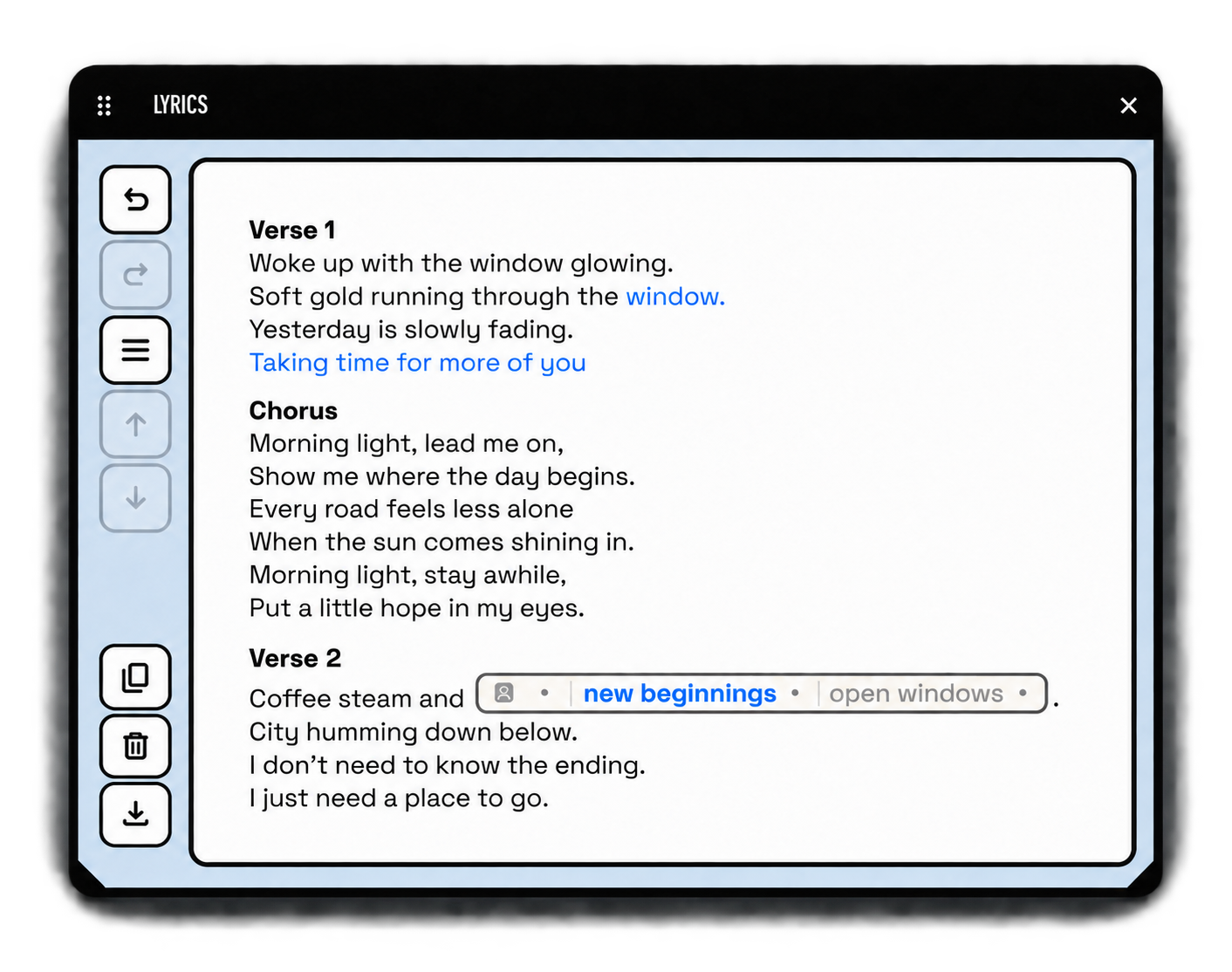 Make More Songs lyric module